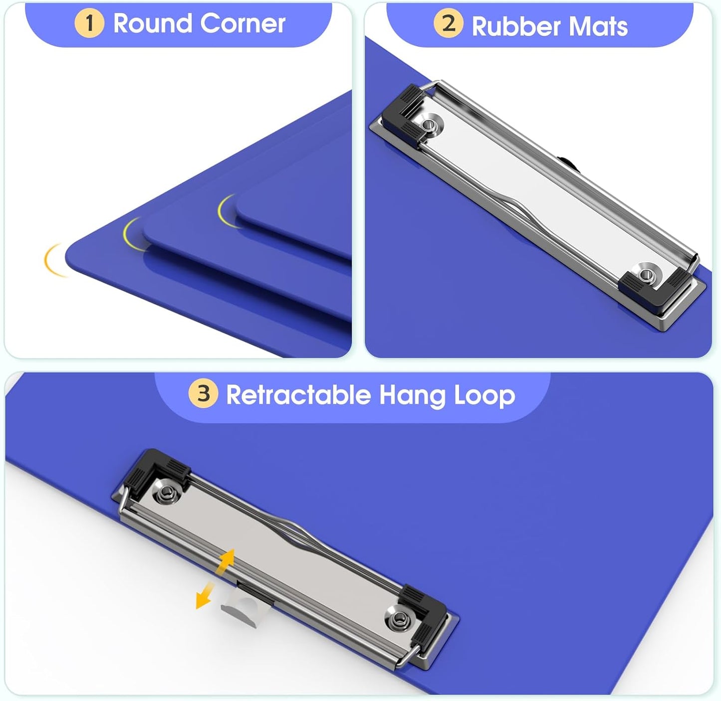 Plastic Clipboards 2 Pack, A4 Black Clip Board 8.5x11 for Classroom, Students, Kid, Woman, Size 9" x 12.5" with Low Profile Clip, Office & School Supply