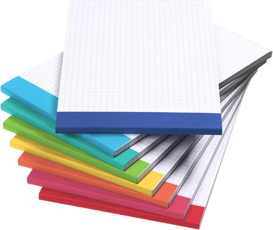 Jetec 8 Pcs Small Graph Paper Notepad 5 x 8 Inch Mini Notebook Double Sided Memo Pads Back to School Supply Pocket Notepad Assorted Colors 50 Sheets Graph Paper Notebook (Grid (5x5))