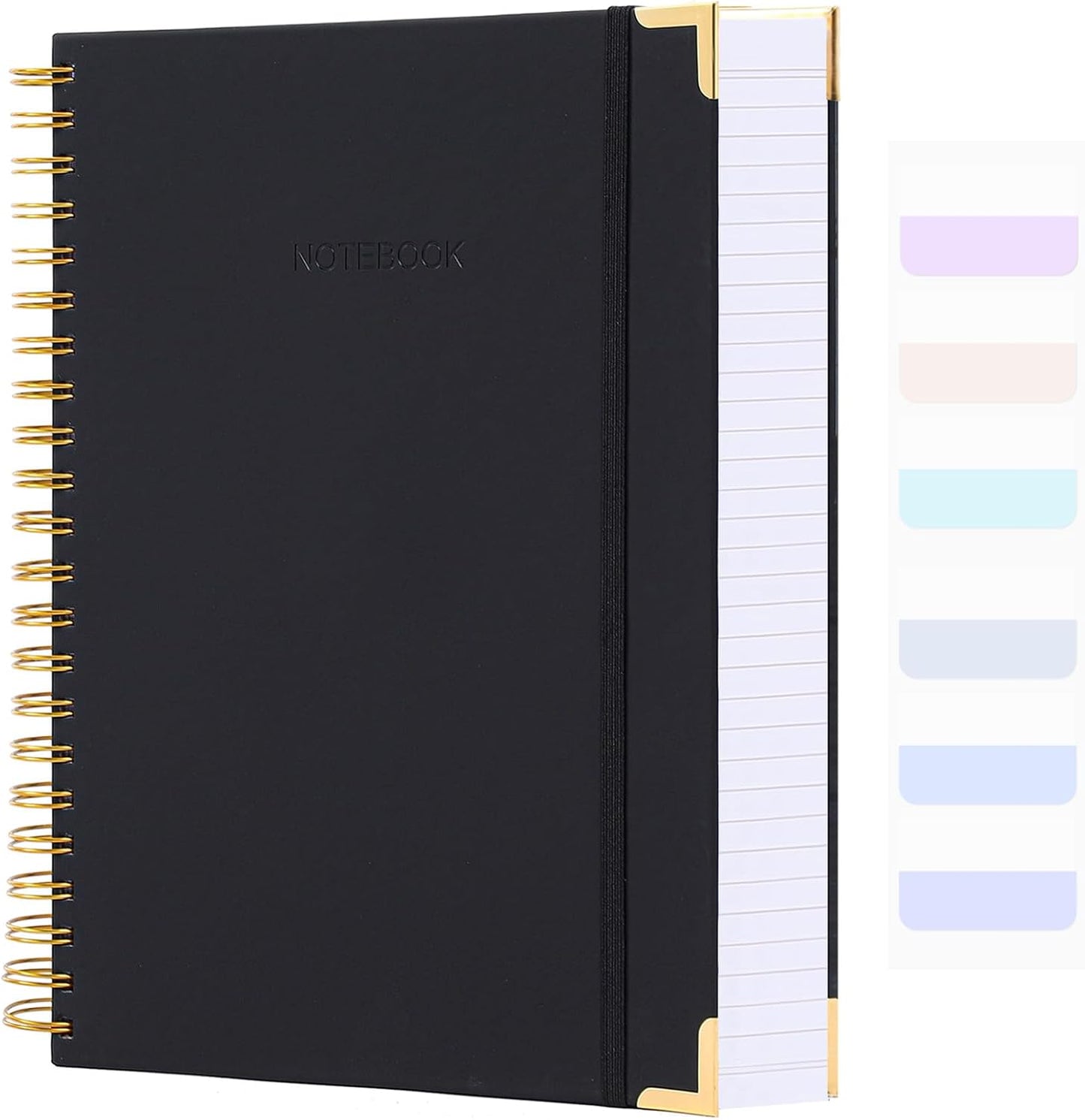 Spiral Notebook, College Ruled Notebook Journal, 7” x 10”, 300 Pages Leather Writing Journal for Women Men, B5 Hardcover Notebook for Work School, 24pcs Index Tabs, Light Blue
