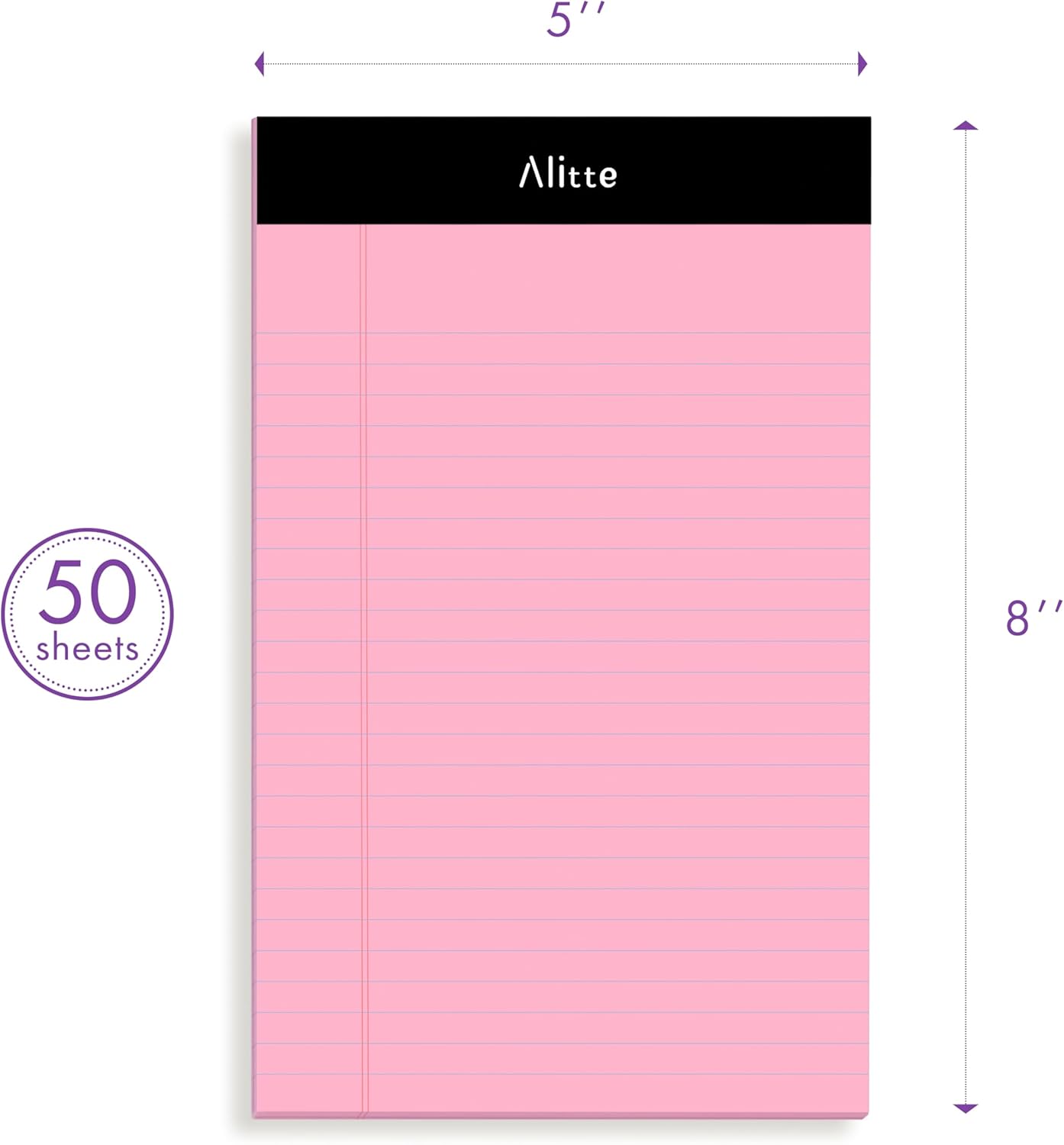 Alitte 5x8 Small Notebooks – 12 Pack Narrow Ruled, White Perforated Note Pads with 50 Sheets Per Notepad, (No Ink Bleeding) Ideal Legal Pads for Writing, Note Taking, Home, Office, School