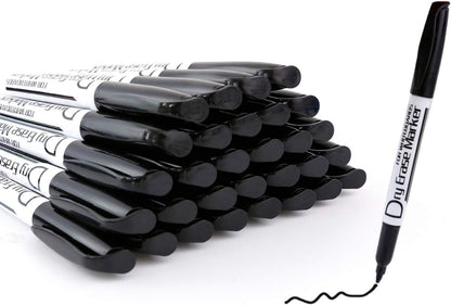 Volcanics Black Dry Erase Markers Low Odor Fine Whiteboard Markers Thin Box of 30