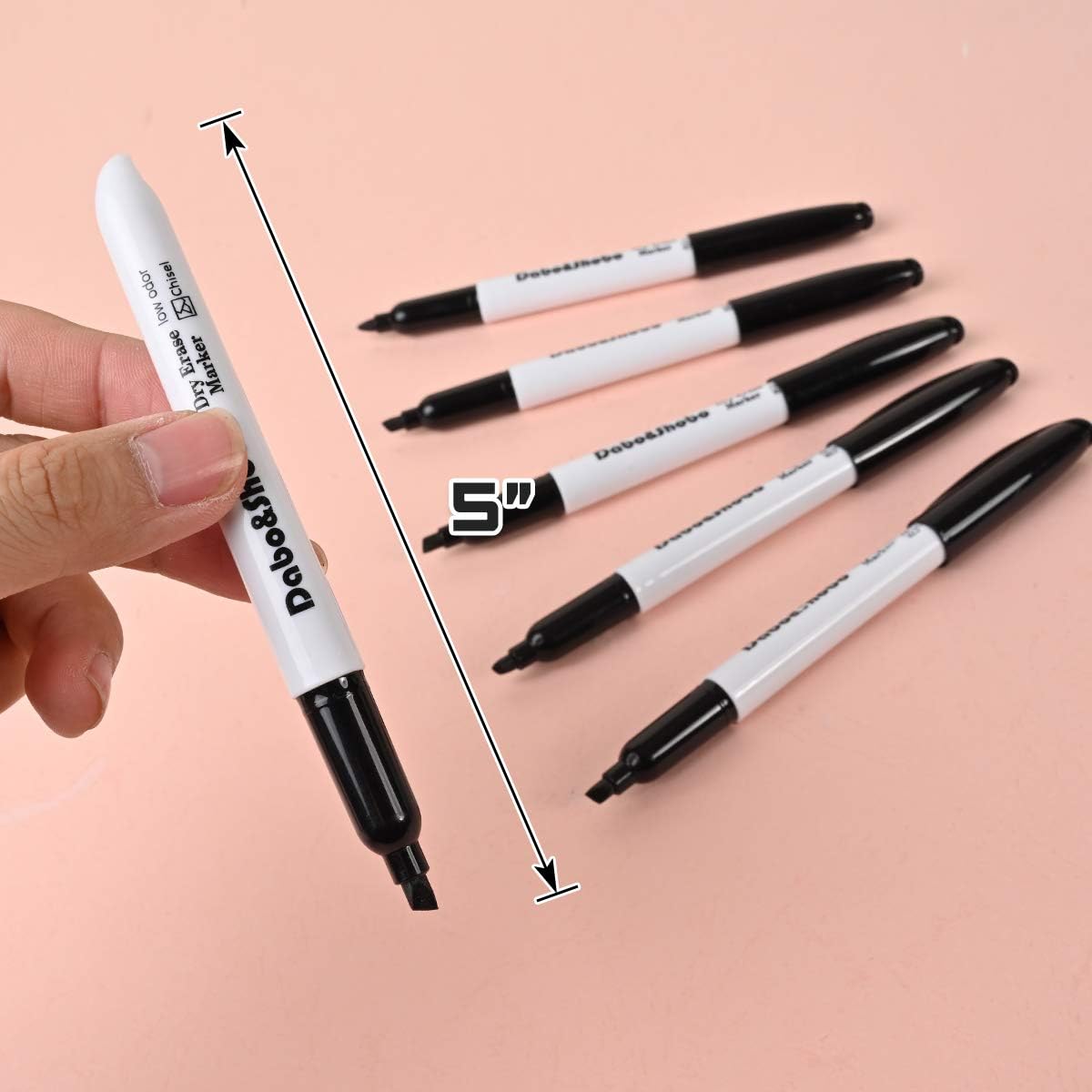 Dabo&Shobo Dry Erase Markers 24 Pack, Low Odor Black Whiteboard Markers, Chisel Tip, Perfect for Writing on Whiteboard Mirrors Glass In School, Office&Home…