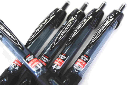 Uni-ball Power Tank Ballpoint Retractable & Fine Ballpoint Pen Rubber Grip Type-0.7mm-black Ink-value Set of 5