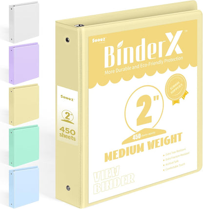 BinderX Extra Durable 3 Ring Binder, Round Rings 1 Inch Binder, Fits 175 Sheets of 8.5x11 Paper, Customizable View Cover with Inside Pockets, Cute 1" Binders, 1 Inch Binders 3 Ring, Pink