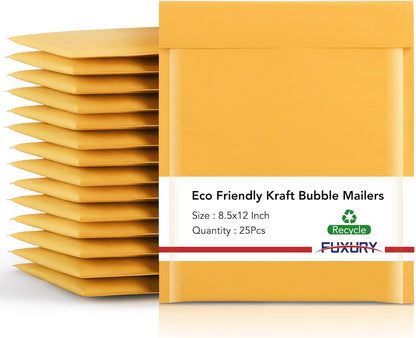 Fuxury Kraft Bubble Mailer 4x8” 50Pack Padded Envelopes Usable Size 4x7" Strong Adhesion Thick Bubble Envelopes Waterproof Cushioned Bubble Mailers Packaging for Small Business #000 Yellow