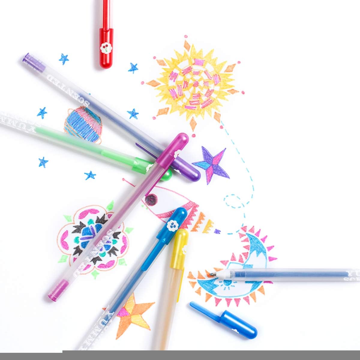 Ooly Scented Yummy Yummy Glitter Gel Pens Set of 12-1.00mm NIB Scented Glitter Pens for Kids and Adults, Art and Stationery Supplies