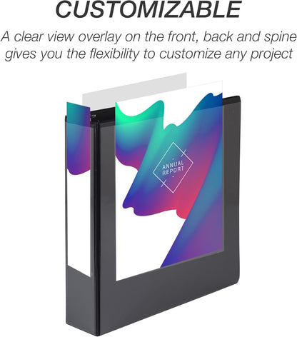 Samsill 1.5 Inch 3 Ring Binders, Economy Round Ring, Clear View Cover, 325 Sheet Capacity - for School, Home, Office - White, 4 Pack