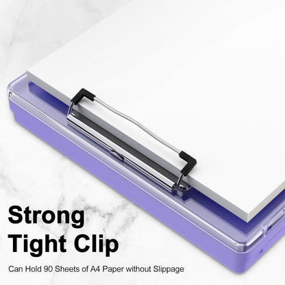 Piasoenc Clipboard with Storage, 8.5 x 11 Clip Boards with 2 Storage Case and A4 Paper Folder, Clear Dry Erase Top Panel, Heavy Duty Plastic, Folio & Side Opening, for Nurses, Teachers, Lawers,Black