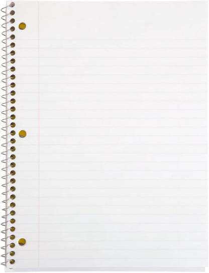 Mead Spiral Notebook, 1 Subject, Wide Ruled Paper, 7-1/2" x 10-1/2", 70 Sheets, Color Will Vary (05510)
