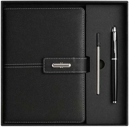 A5 Notebook Journal Leather Journal Hardcover With Pen Set for Work School Writing Business Notebook 200 pages + pen refill + gift box packaging(Blue)
