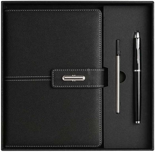 A5 Notebook Journal Leather Journal Hardcover With Pen Set for Work School Writing Business Notebook 200 pages + pen refill + gift box packaging(Blue)