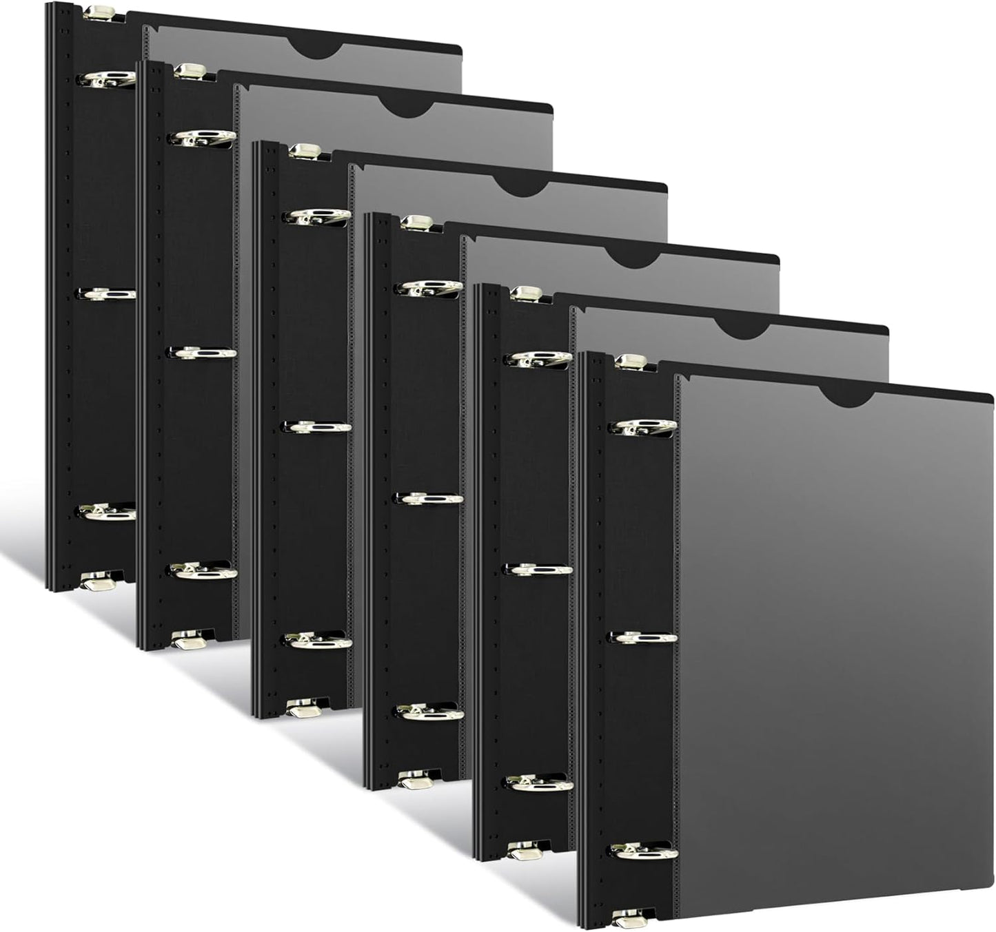 INFUN 1 Inch Telescoping 3 Ring Binder - 6PCS, Flexible Round Binder with Customizable Front Cover and Clear Catalog Pocket, 1Inch Rings, 225 Sheet Capacity-White
