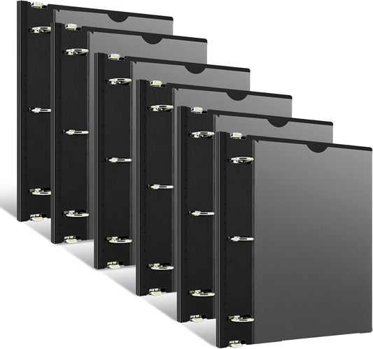 INFUN 1 Inch Telescoping 3 Ring Binder - 6PCS, Flexible Round Binder with Customizable Front Cover and Clear Catalog Pocket, 1Inch Rings, 225 Sheet Capacity-White