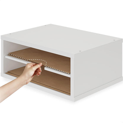 Ballucci File Organizer, 4-Tier Office Desk Organizer, Open Top Wood Paper Organizer for Classroom, Desktop Mail Sorter Paper Tray, Black