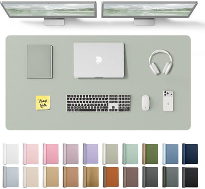 YSAGi Leather Office Desk Pad Protector, Large Mouse Pad, Non-Slip, PU Leather, Laptop Desk Blotter, Waterproof Writing Pad for Office and Home, Black, 23.6" x 13.8" - Colors B