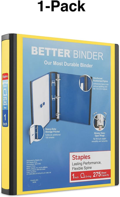 Staples Better Binder 2-Inch D-Ring View Binder, Reinforced Spine, Holds Up to 540 Sheets, Teal, for Office & School
