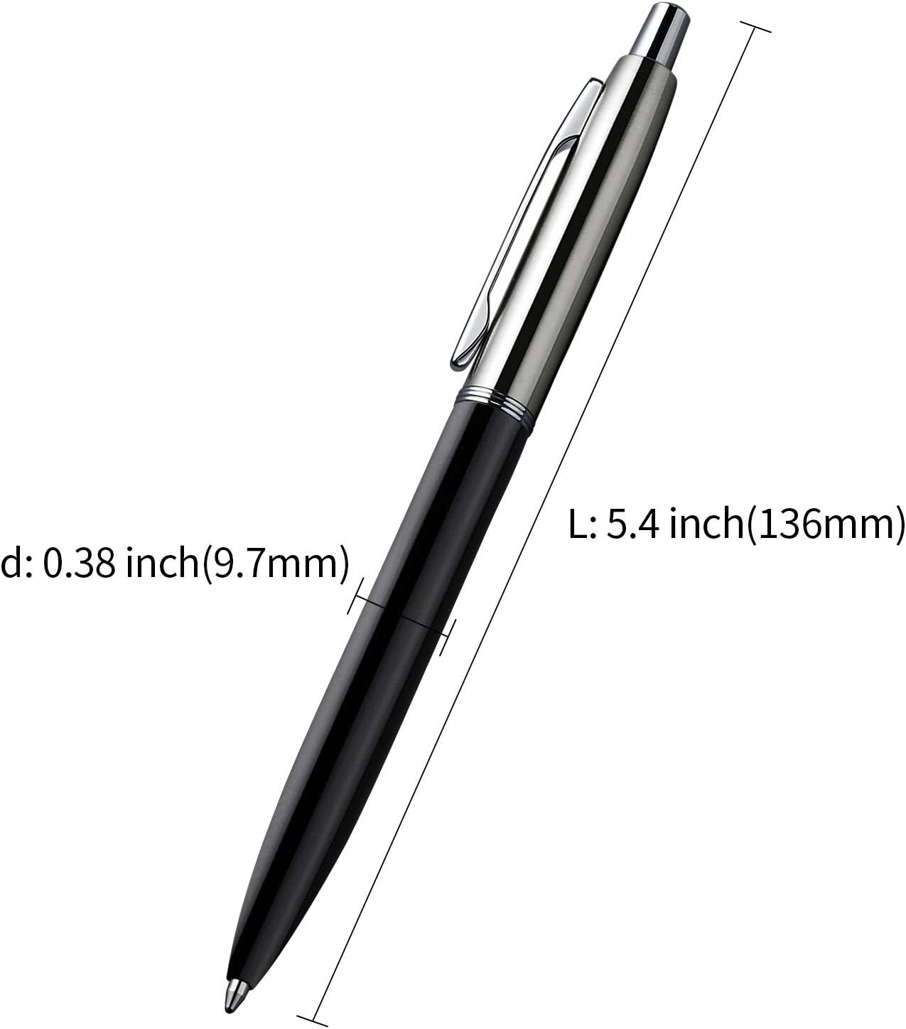ChaoQ 3 Pcs Retractable Metal Ballpoint Pens, for Gift, Business, Office, 1.0mm Medium Point Black Ink, 6 Extras Replaceable Metal Refills - Stainess Steel