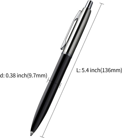ChaoQ 3 Pcs Retractable Metal Ballpoint Pens, for Gift, Business, Office, 1.0mm Medium Point Black Ink, 6 Extras Replaceable Metal Refills - Stainess Steel