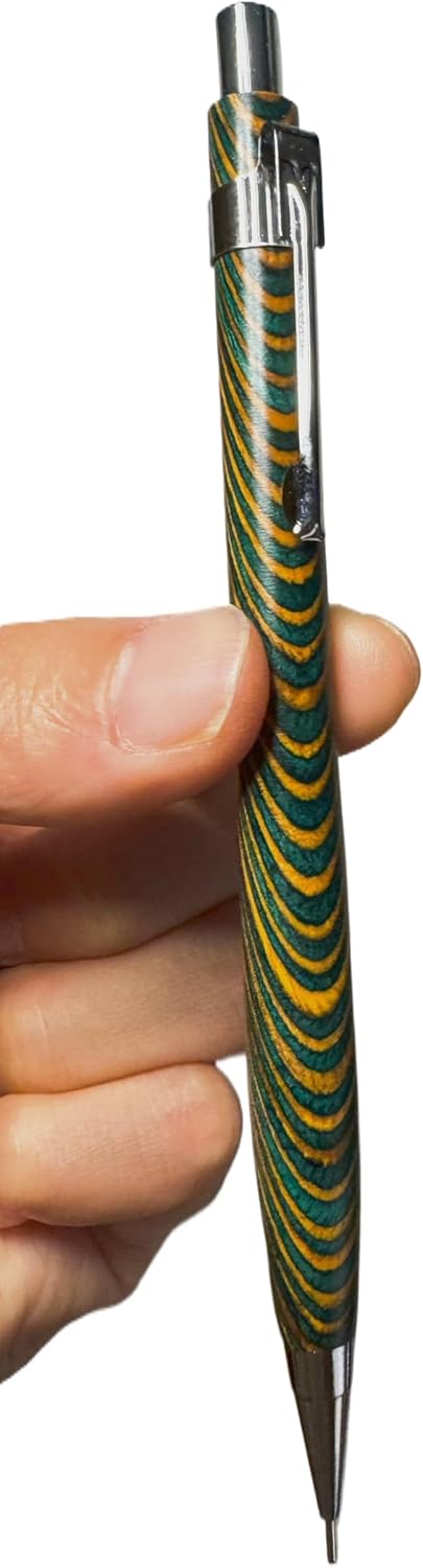 Spiral Grain Wooden Mechanical Pencils -Unique Colors Airplane Aluminum Core Artist's Drawing Pencil Comes with Gift Box (Walnut)