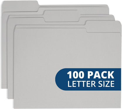 File Folder, 1/3 Cut Tab, Letter Size, Yellow, Great for Organizing and Easy File Storage, 100 Per Box
