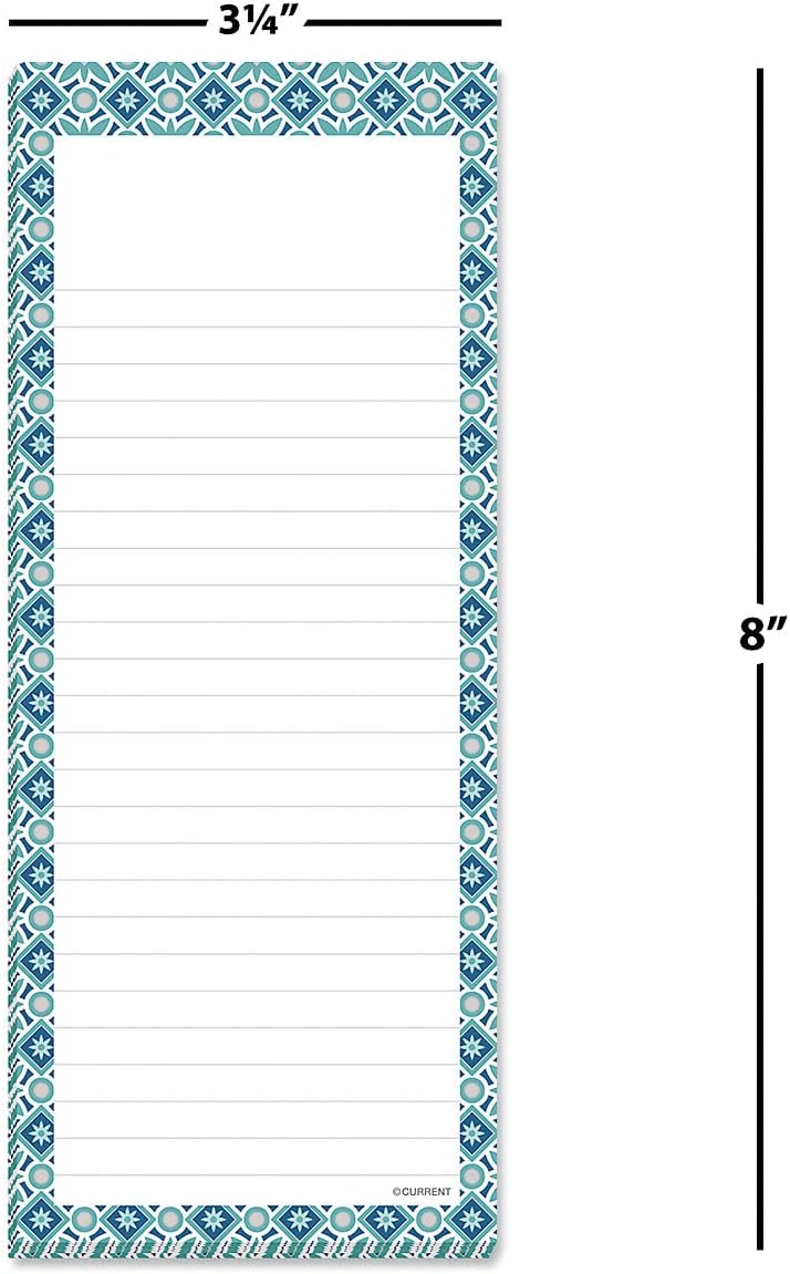 Current Cool Patterns Magnetic Notepads - Set of 6 List Pads, 6 designs, 50-Sheet Pads, 3 1/4 x 8 Inches, Lined Memo Pads, Shopping List, Office Organizer