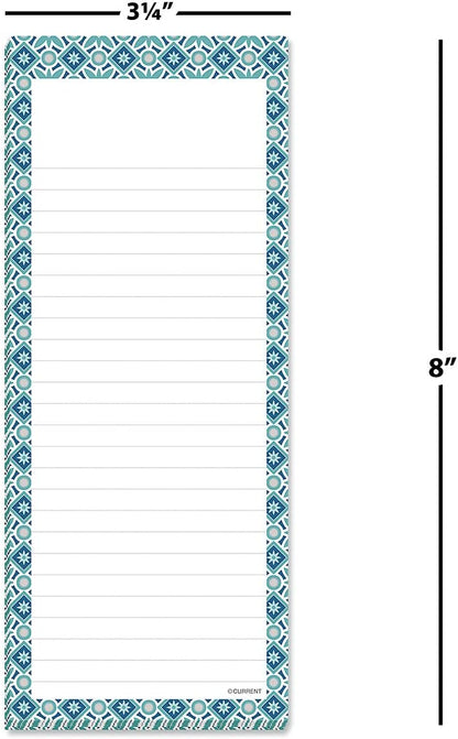 Current Cool Patterns Magnetic Notepads - Set of 6 List Pads, 6 designs, 50-Sheet Pads, 3 1/4 x 8 Inches, Lined Memo Pads, Shopping List, Office Organizer