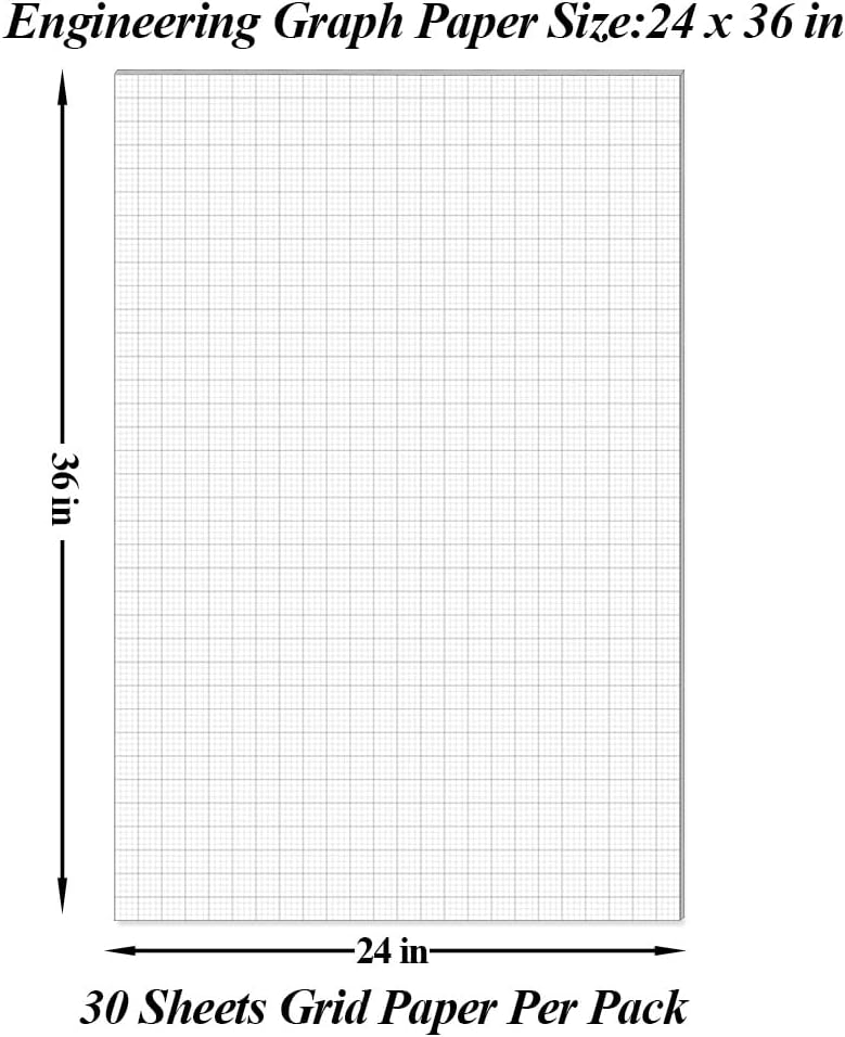 Large Engineering Graph Paper Pad - 22" x 17" Grid Paper Notepad, 4"x4" Blue Grid 50 Sheets/100 Pages Paper for Engineer Architect Designer Mathematician Draftsman