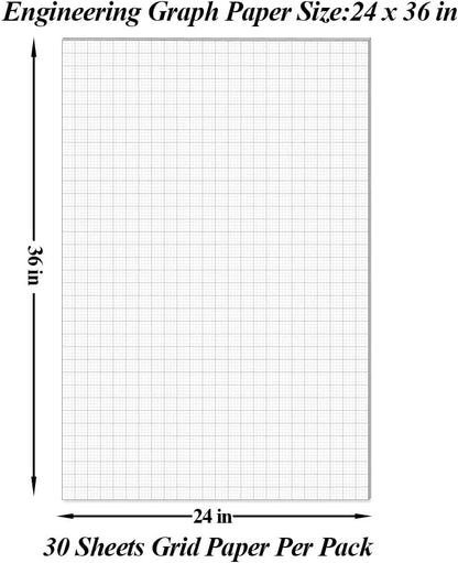 Large Engineering Graph Paper Pad - 22" x 17" Grid Paper Notepad, 4"x4" Blue Grid 50 Sheets/100 Pages Paper for Engineer Architect Designer Mathematician Draftsman