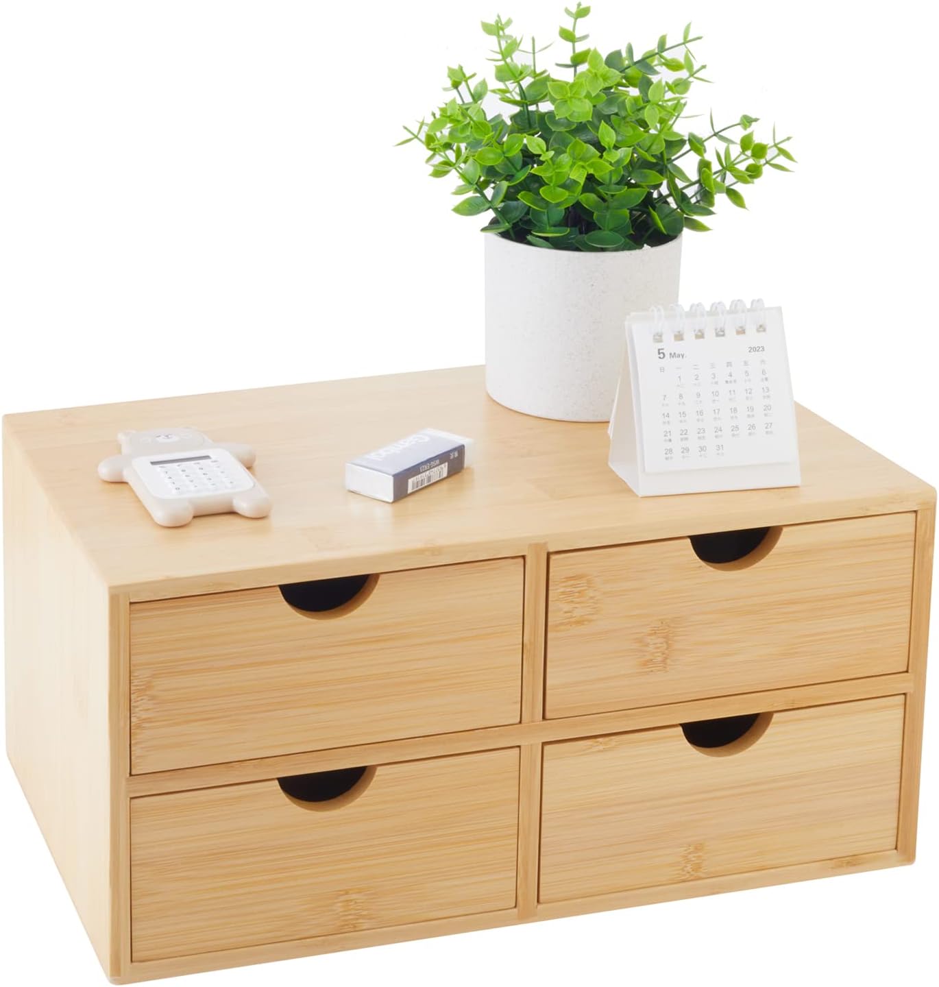 Charmewooden Bamboo Desk Organizer With Drawers Countertop Drawers Counter Storage Box Corner Desk Organizer for Home Office No Assembly Required (3 Drawers)
