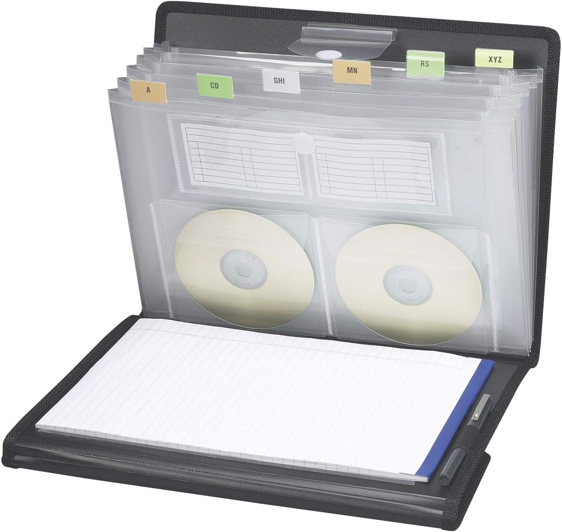 Smead Poly Pro Series II Pad Folio, 7-Pocket Expanding File, Letter Size, Black (85830)