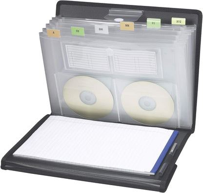 Smead Poly Pro Series II Pad Folio, 7-Pocket Expanding File, Letter Size, Black (85830)