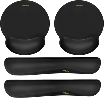 VAGAU Premium Keyboard Wrist Rest and Mouse Pad Wrist Support, Ergonomic Memory Foam Set for Office, Laptop, Mac, Computer and Gaming, Comfortable Typing &Wrist Pain Relief (2 Pack)