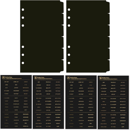 DY.2ten Black Binder Dividers for 6-Holes Ring Binder, 1/7 Cut Tabs, A5 Size, Sturdy Plastic Dividers with 7 Tabs for School Office Home, 2 Sets, 14 Dividers, 2 Tab Stickers.