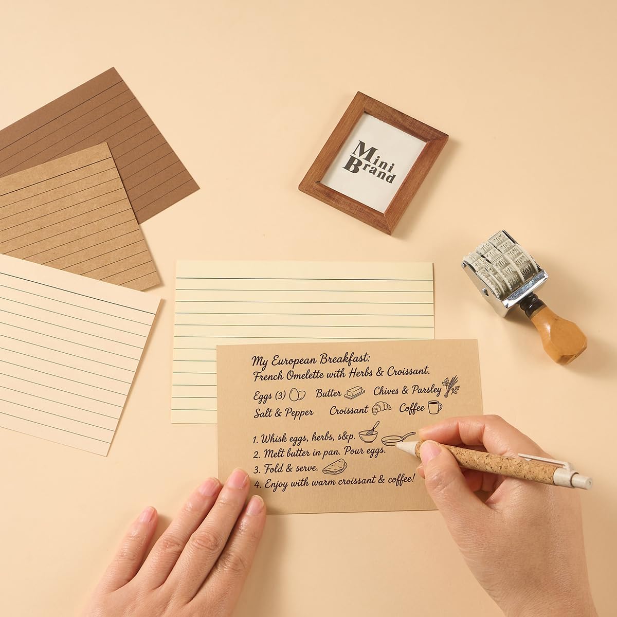 100 Sheets 3x5 Colored Ruled Note Cards Index Cards, 250 GSM Heavy Flashcards, 5 Brown