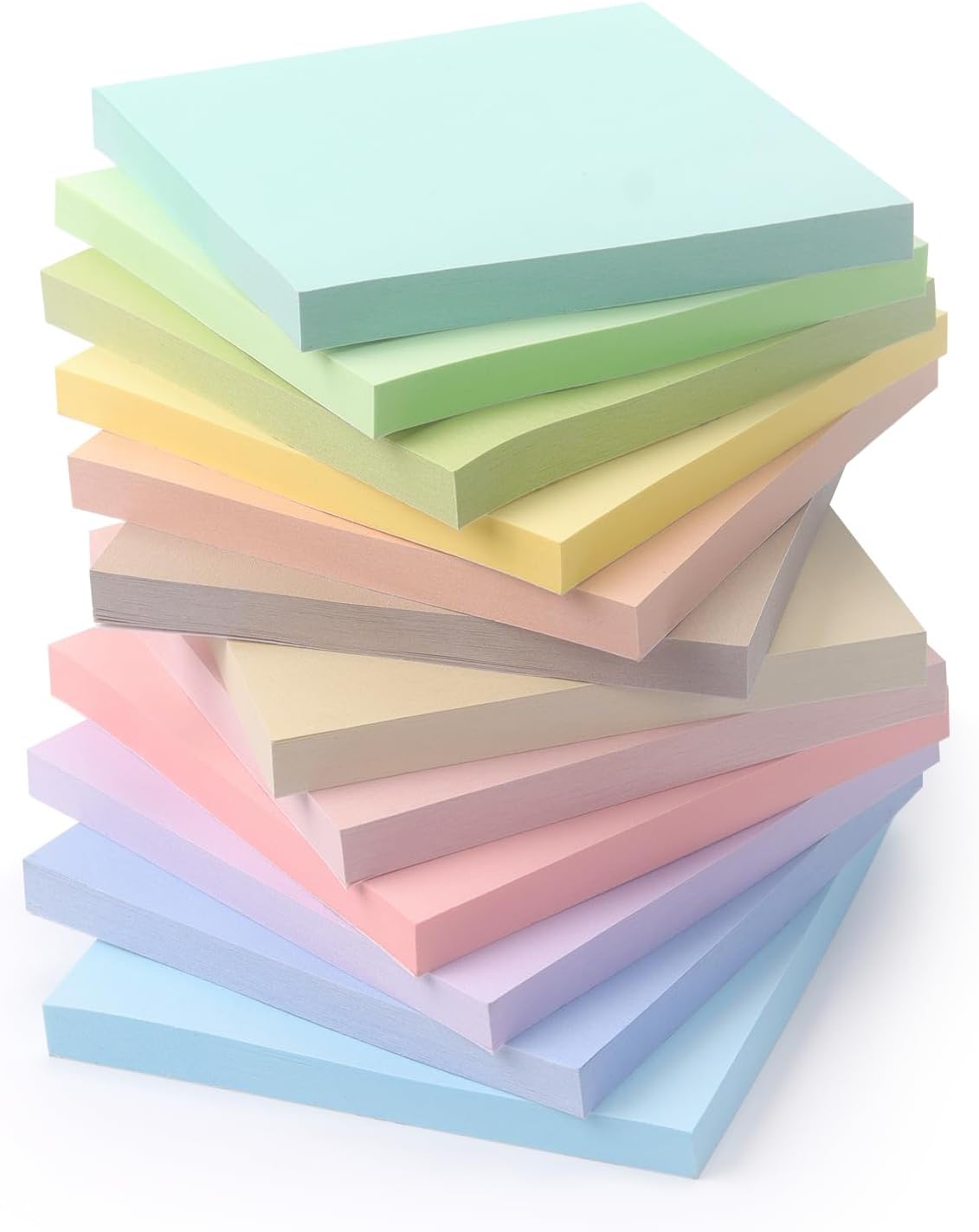 Sticky Notes 3x3inch, 8 Pads Self-Stick Notes, 8 Pastel Multi Colors with Gray Note Pads, Suitable for School, Home, Office, 80 Sheets/Pad