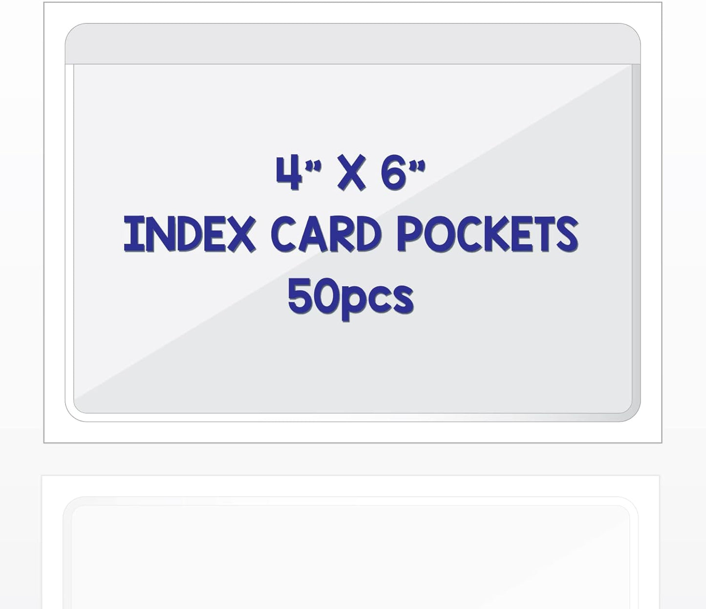 Clear Adhesive 3" x 5" Index Card Pockets With Top Open Loading, 50 Pack, Plastic Labels Holders for Storage Bins and Library, Ideal for Organizing and Protecting Your Cards