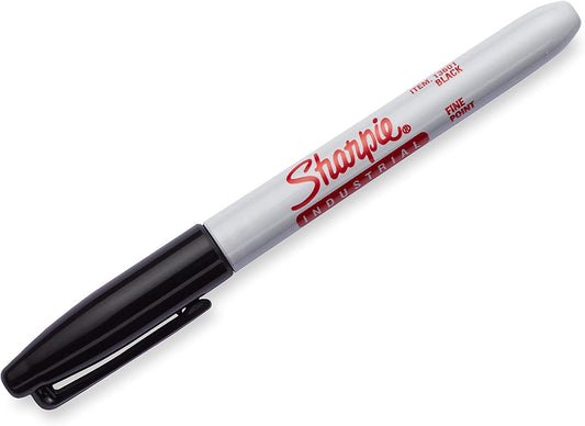 Sharpie Industrial Permanent Markers, Fine Point, Black, Box of 12