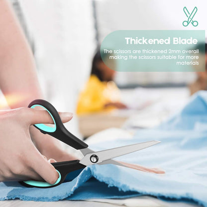 Scissors, iBayam 8" All Purpose Scissors Bulk 3-Pack, Ultra Sharp 2.5mm Thick Blade Shears Comfort-Grip for Aesthetic Fun Cute School Office Teacher Desk Crafts and Art Supplies Accessories Essential