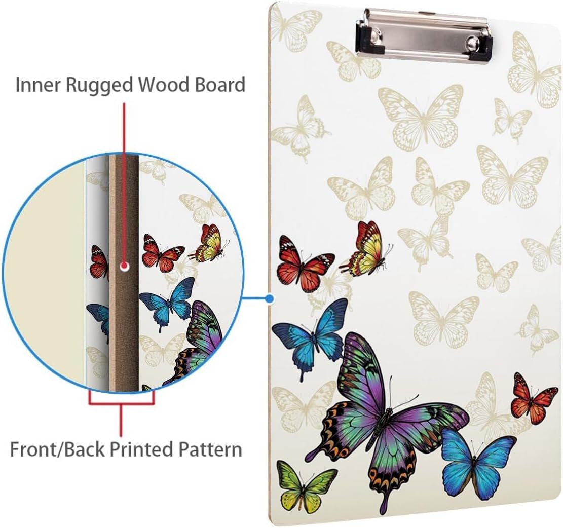 Britimes Clipboard Decorative Office School Hardboard Wood Nursing Clip Board and Pull for Standard A4 Letter Size Summer Mint Green Plant Tree 12.6" X 8.9"