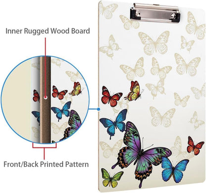 Britimes Clipboard Decorative Office School Hardboard Wood Nursing Clip Board and Pull for Standard A4 Letter Size Summer Mint Green Plant Tree 12.6" X 8.9"