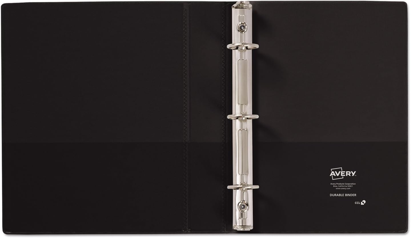 Mini Size Durable View Binder with Round Rings, 3 Rings, 1" Capacity, 8.5 x 5.5, Black