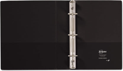 Mini Size Durable View Binder with Round Rings, 3 Rings, 1" Capacity, 8.5 x 5.5, Black