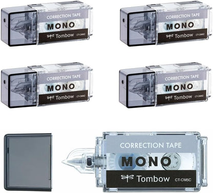 Tombow CT-CM5C80-5P MONO Mono Pocket Correction Tape, Tape Width 0.2 inches (5 mm) x 13.1 ft (4 m), Pink, 5 Pieces