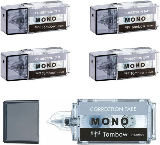 Tombow CT-CM5C80-5P MONO Mono Pocket Correction Tape, Tape Width 0.2 inches (5 mm) x 13.1 ft (4 m), Pink, 5 Pieces