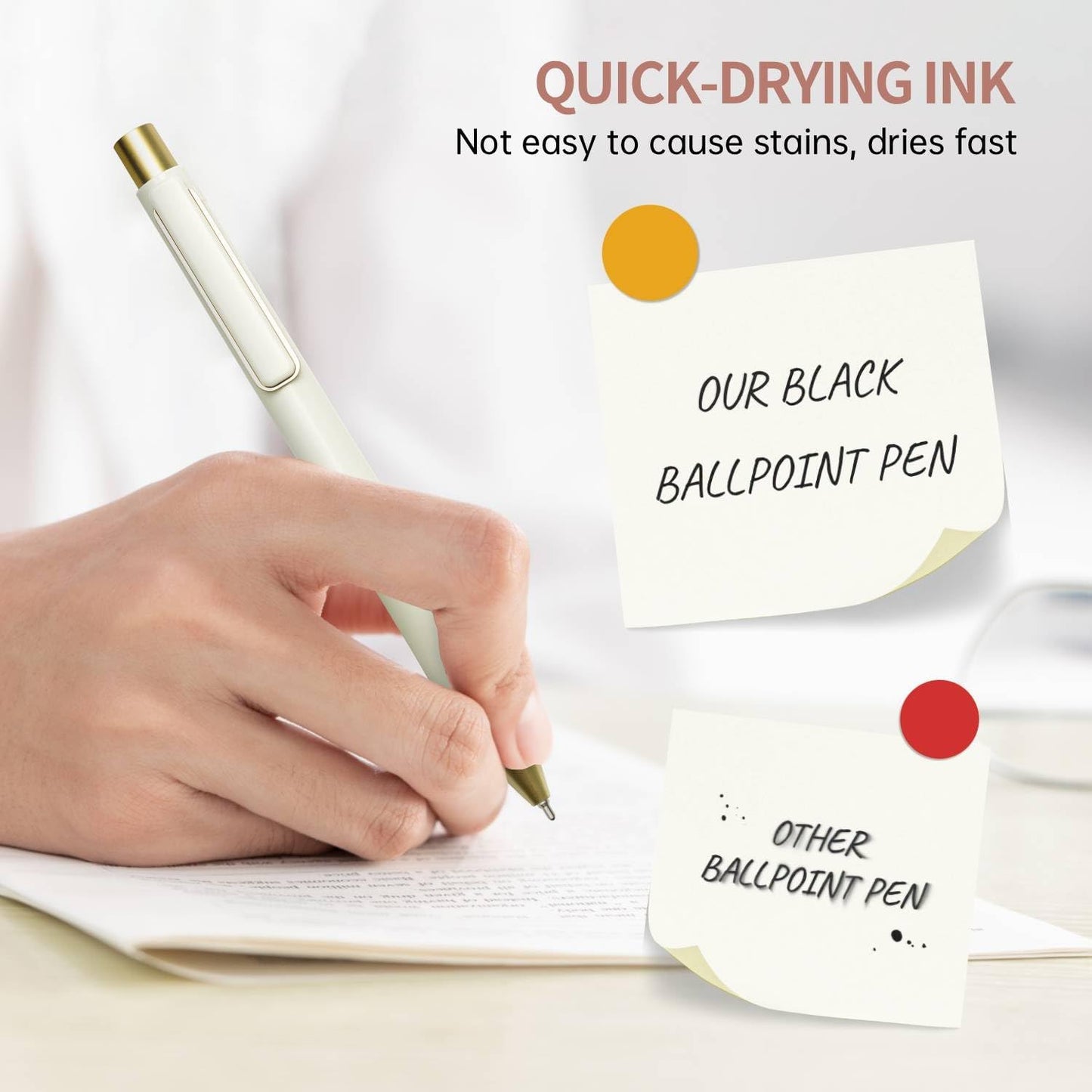 Linbsunne Ballpoint Pens Black Medium Point 1mm Pen with Super Soft Grip Ball Point Pen for Men Women Retractable Pens
