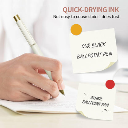 Linbsunne Ballpoint Pens Black Medium Point 1mm Pen with Super Soft Grip Ball Point Pen for Men Women Retractable Pens
