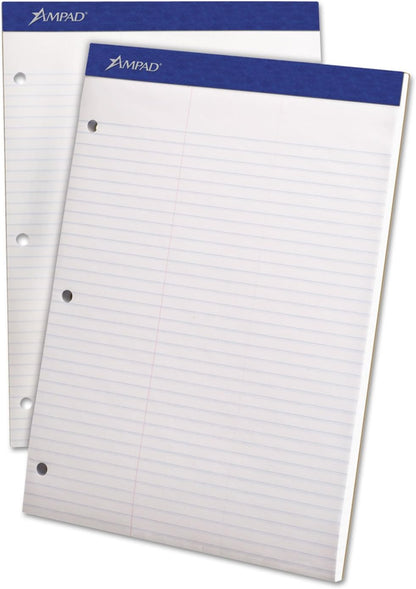 Ampad 20345 Double Sheets Pad, Law Rule, 8 1/2 x 11 3/4, White, 100 Sheets