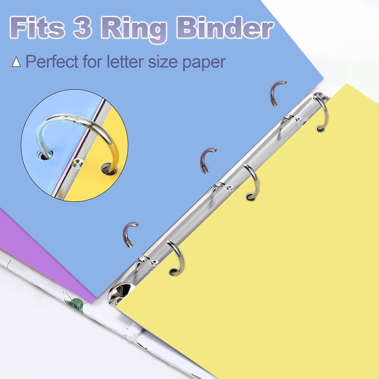 3 Ring Binder Dividers with Tabs - 5-Tab Plastic Dividers for 8.5x11 Binders, Reusable Write & Erase Tabbed Dividers | Rainbow Color 3 Sets, School Classroom Organizer