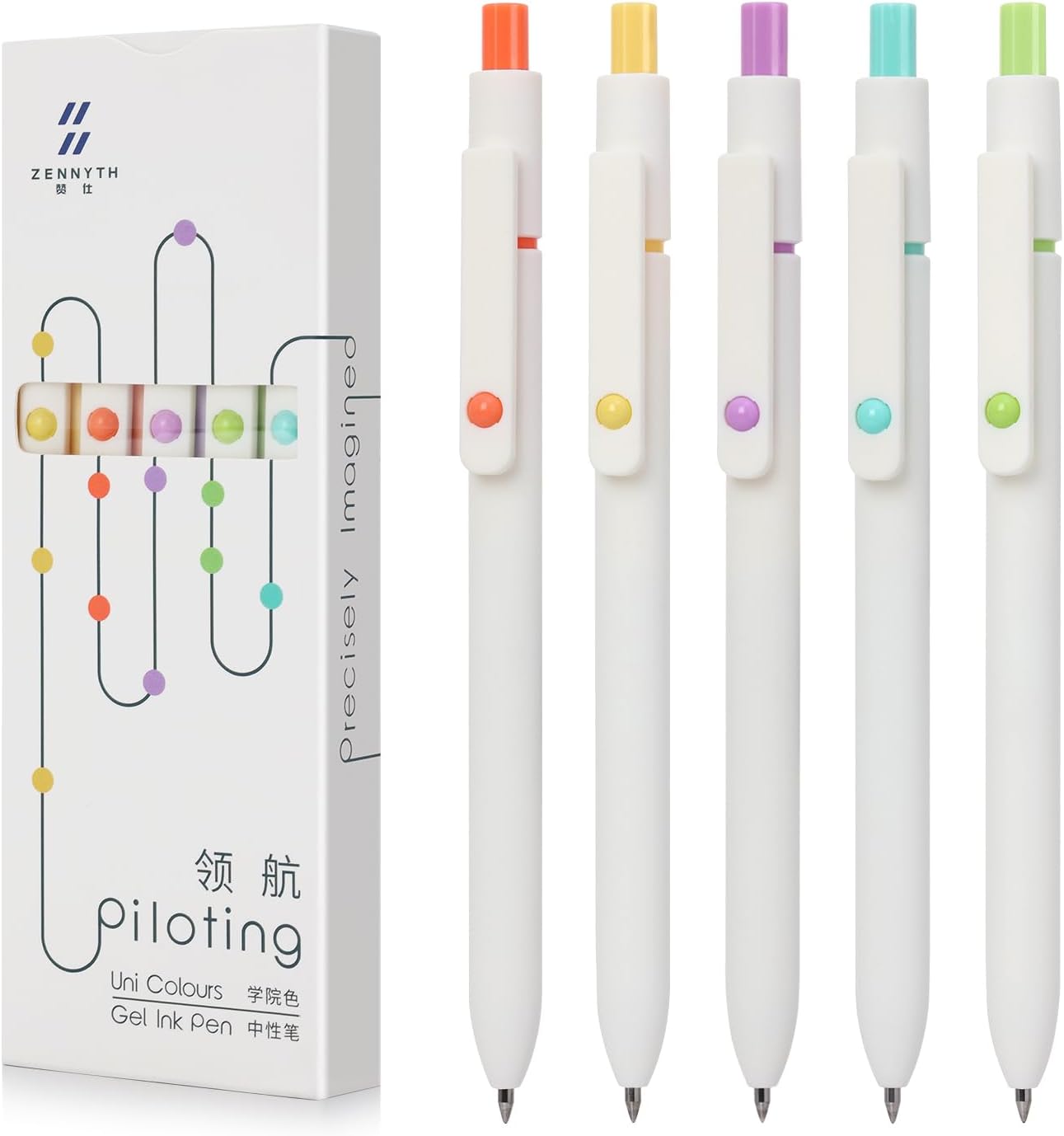 FIOVER 5pcs Gel Pens Quick Dry Ink Pens Fine Point Premium Retractable Rolling Ball Gel Pens Black Ink Smooth Writing for School Office Home