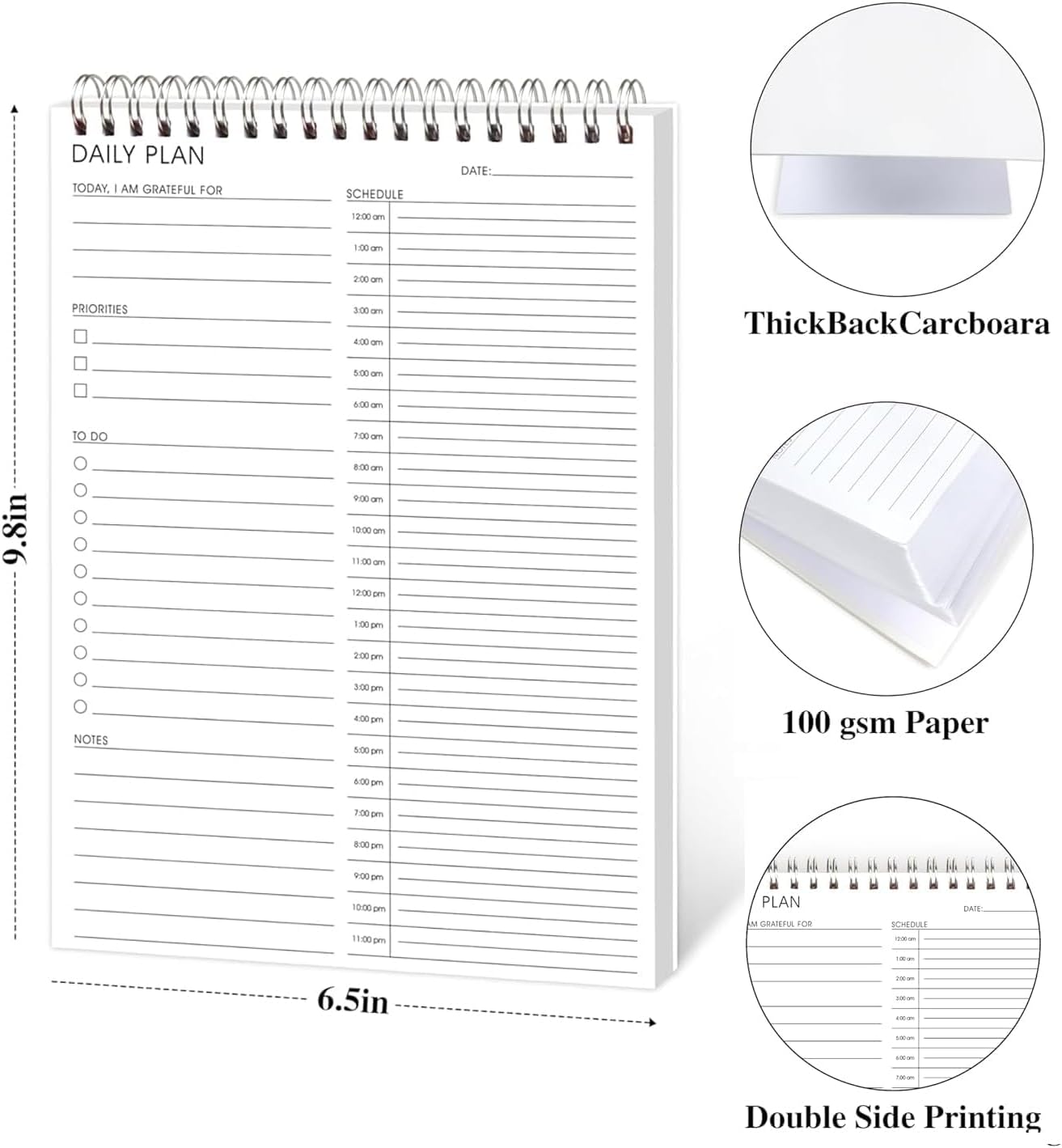 Weekly Planner Notepad,Spiral To Do List Undated Planning Pad, Weekly Organizer for Students, Weekly Agenda for Work & Daily Life, 52 Sheets, 6.5 x 9.8 in (Green)